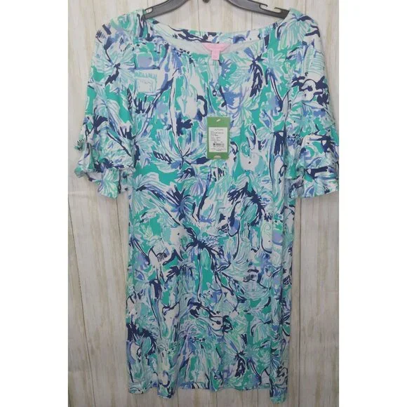 Lilly Pulitzer Women's Lula Dress XS Tropical Elephant Appeal Turquoise/Blue - Picture 7 of 13